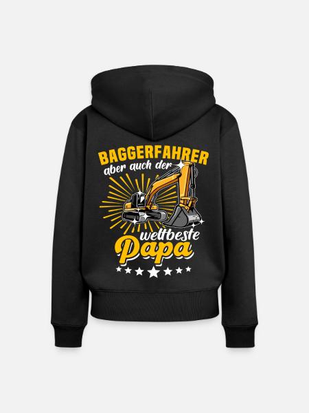 Baggerfahrer Papa - Frauen Premium Bio Zip Hoodie - Schwarz