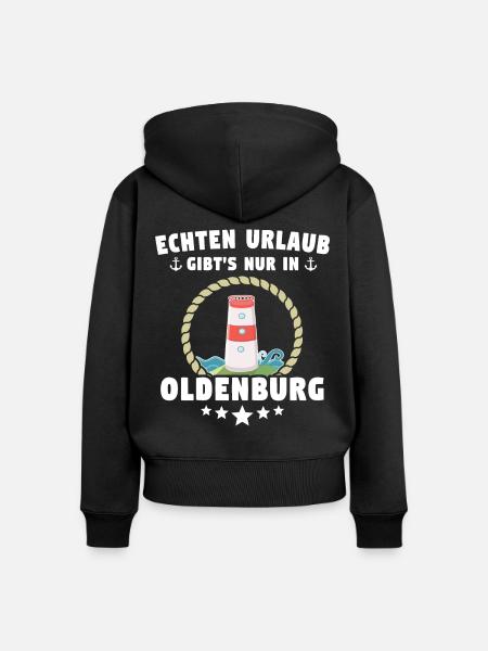 Oldenburg Urlaub - Frauen Premium Bio Zip Hoodie - Schwarz