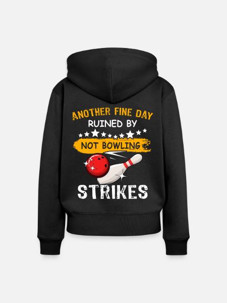 Bowlingspieler Bowling - Frauen Premium Bio Zip Hoodie - Schwarz