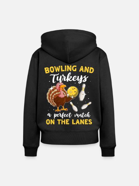 Bowling Turkey Bowler Thanksgiving - Frauen Premium Bio Zip Hoodie - Schwarz