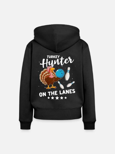 Turkey Bowling Thanksgiving - Frauen Premium Bio Zip Hoodie - Schwarz