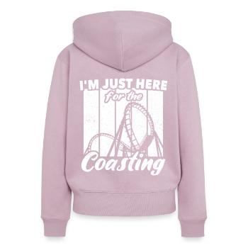 Montagnes russes - Sweat à capuche zippé Premium bio Femme - rose poudré - Dos - Julia (174cm)