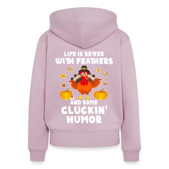Truthahn Erntedankfest - Frauen Premium Bio Zip Hoodie - Altrosa - Hinten - Julia (174cm)