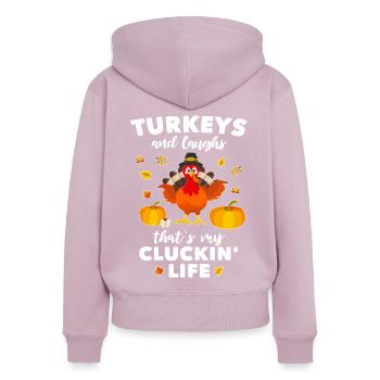 Truthahn Turkey - Frauen Premium Bio Zip Hoodie - Altrosa - Hinten - Julia (174cm)