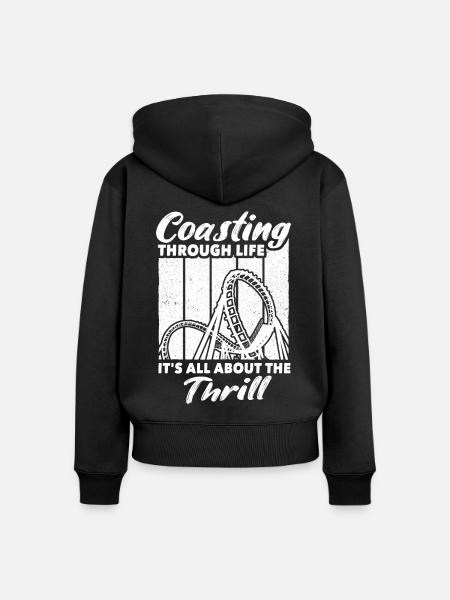 Achterbahn Roller Coaster - Frauen Premium Bio Zip Hoodie - Schwarz