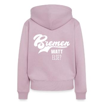 Bremen - Frauen Premium Bio Zip Hoodie - Altrosa - Hinten - Julia (174cm)