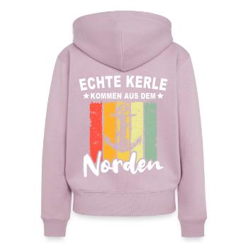 Nordener Männer - Frauen Premium Bio Zip Hoodie - Altrosa - Hinten - Julia (174cm)