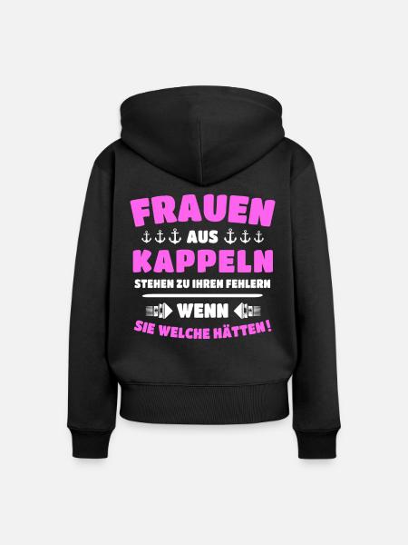 Kappeln Frau Kappelner Frauen - Frauen Premium Bio Zip Hoodie - Schwarz