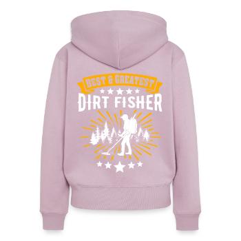 Dirt Fishing - Women's Premium Organic Zip Hoodie - dusky pink - Back - Julia (174cm)