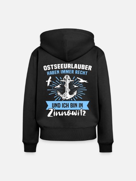 Zinnowitz Ferien - Frauen Premium Bio Zip Hoodie - Schwarz