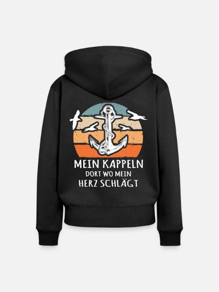 Kappeln - Frauen Premium Bio Zip Hoodie - Schwarz