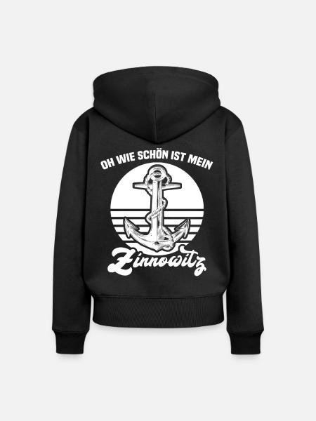 Zinnowitz - Frauen Premium Bio Zip Hoodie - Schwarz