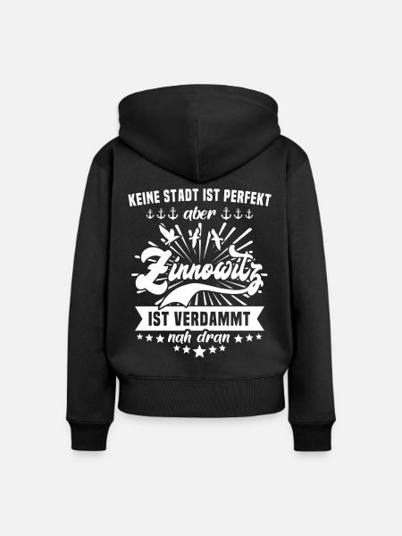 Zinnowitz - Frauen Premium Bio Zip Hoodie - Schwarz