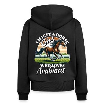 Fille de chevaux arabes - Sweat à capuche zippé Premium bio Femme - noir - Dos - Julia (174cm)