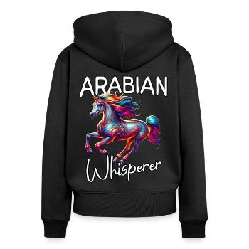 Araber Flüsterer - Frauen Premium Bio Zip Hoodie - Schwarz - Hinten - Julia (174cm)