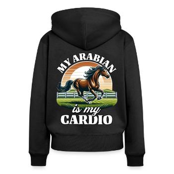 Araber Cardio - Frauen Premium Bio Zip Hoodie - Schwarz - Hinten - Julia (174cm)
