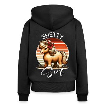 Shetland Pony Geschenk - Frauen Premium Bio Zip Hoodie - Schwarz - Hinten - Julia (174cm)