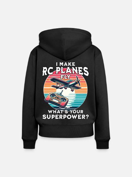 RC Flugzeug - Frauen Premium Bio Zip Hoodie - Schwarz