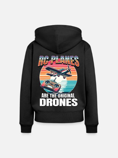 Modellflugzeug - Frauen Premium Bio Zip Hoodie - Schwarz