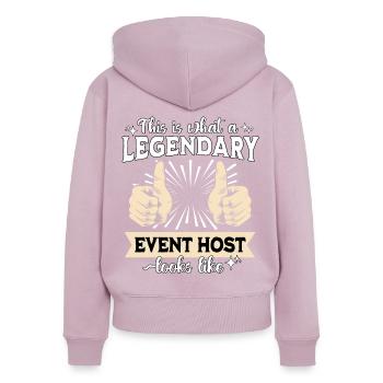 Legendary Event Host - Women's Premium Organic Zip Hoodie - dusky pink - Back - Julia (174cm)