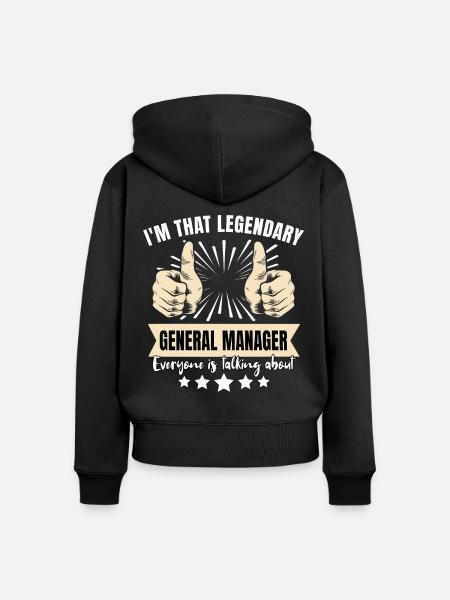 Legendärer General Manager - Frauen Premium Bio Zip Hoodie - Schwarz