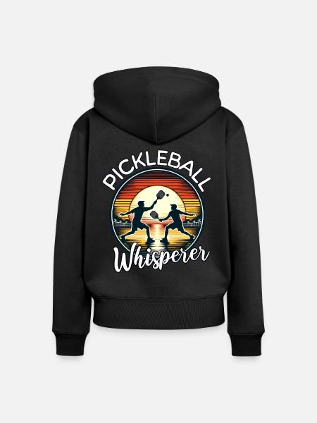 Pickleball Flüsterer - Frauen Premium Bio Zip Hoodie - Schwarz