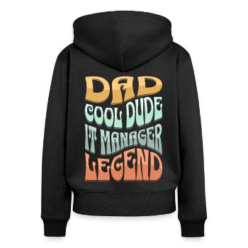Papa Responsable Informatique - Sweat à capuche zippé Premium bio Femme - noir - Dos - Julia (174cm)