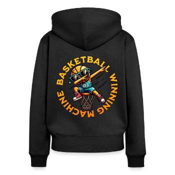 Gagnants de basket-ball - Sweat à capuche zippé Premium bio Femme - noir - Dos - Julia (174cm)