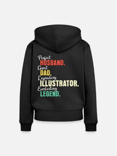 Illustrator Papa - Frauen Premium Bio Zip Hoodie - Schwarz