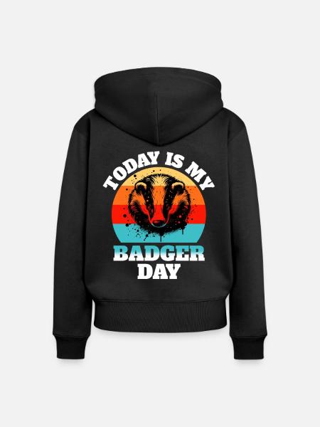 Honigdachs Sprüche - Frauen Premium Bio Zip Hoodie - Schwarz