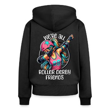 Dictons sur le roller derby - Sweat à capuche zippé Premium bio Femme - noir - Dos - Julia (174cm)
