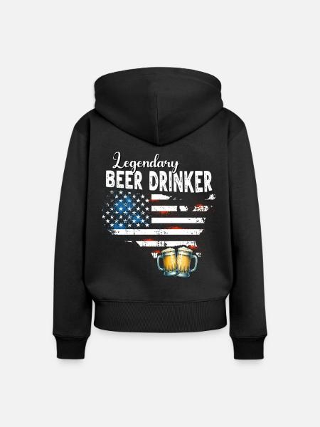 Biertrinker - Frauen Premium Bio Zip Hoodie - Schwarz