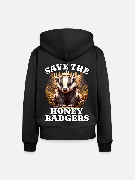 Save Honigdachs - Frauen Premium Bio Zip Hoodie - Schwarz