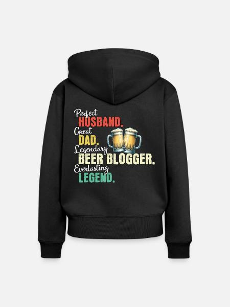 Bier Blogger Papa - Frauen Premium Bio Zip Hoodie - Schwarz