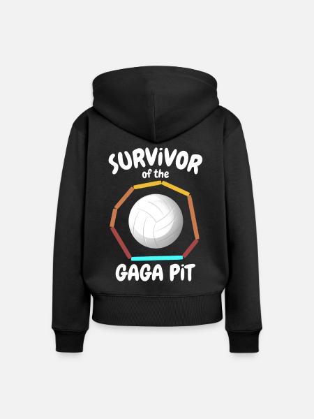 Gaga Ball Sprüche - Frauen Premium Bio Zip Hoodie - Schwarz