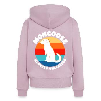 Dictons de suricate - Sweat à capuche zippé Premium bio Femme - rose poudré - Dos - Julia (174cm)