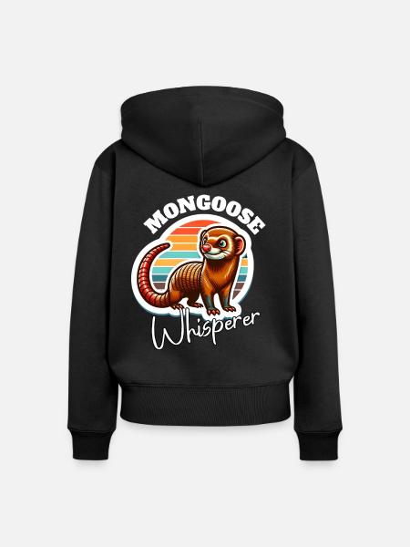 Erdmännchen Flüsterer - Frauen Premium Bio Zip Hoodie - Schwarz