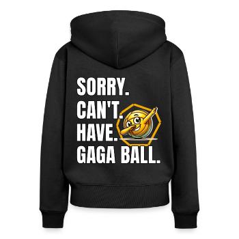 Lustiger Gaga Ball Spruch - Frauen Premium Bio Zip Hoodie - Schwarz - Hinten - Julia (174cm)