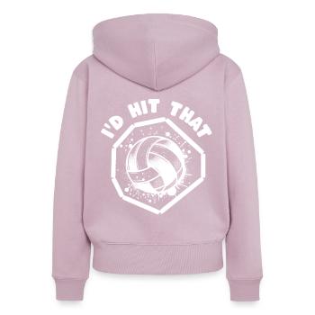 Gaga Ball Sprüche - Frauen Premium Bio Zip Hoodie - Altrosa - Hinten - Julia (174cm)