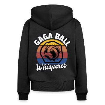Gaga Ball Whisperer - Frauen Premium Bio Zip Hoodie - Schwarz - Hinten - Julia (174cm)