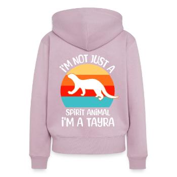 Marder Sprüche - Frauen Premium Bio Zip Hoodie - Altrosa - Hinten - Julia (174cm)