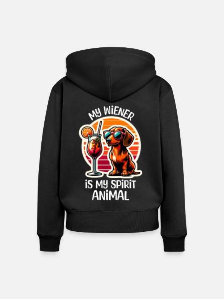 Dackel Cocktail - Frauen Premium Bio Zip Hoodie - Schwarz