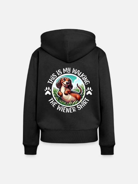 Dackel Gassi Gehen - Frauen Premium Bio Zip Hoodie - Schwarz