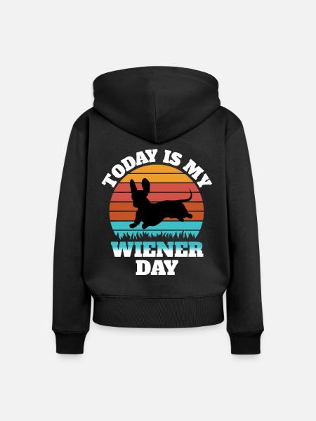 Dackel Sprüche Dachshund - Frauen Premium Bio Zip Hoodie - Schwarz