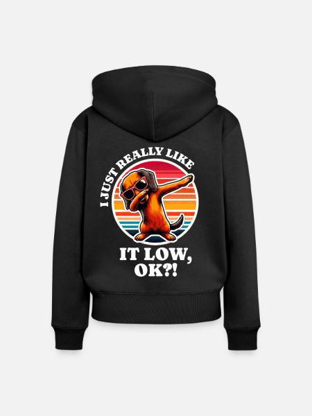 Ich Liebe Dackel Spruch - Frauen Premium Bio Zip Hoodie - Schwarz