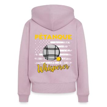 Petanque Sprüche - Frauen Premium Bio Zip Hoodie - Altrosa - Hinten - Julia (174cm)