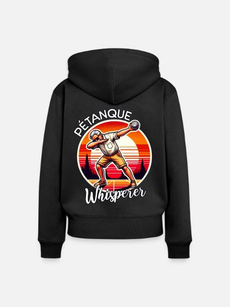 Petanque Flüsterer - Frauen Premium Bio Zip Hoodie - Schwarz