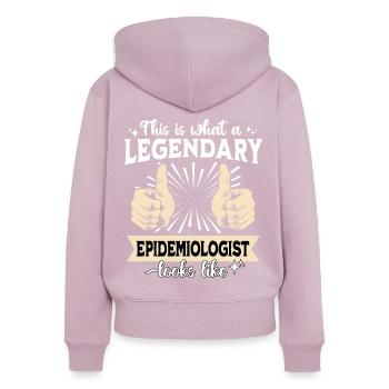Epidemiologo leggendario - Felpa con cappuccio con zip ecologica premium da donna - rosa antico - Retro - Julia (174cm)