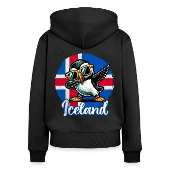 Dictons amusants de macareux - Sweat à capuche zippé Premium bio Femme - noir - Dos - Julia (174cm)