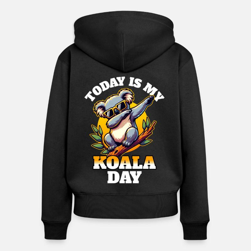 Dictons Koala - Sweat à capuche zippé Premium bio Femme - noir